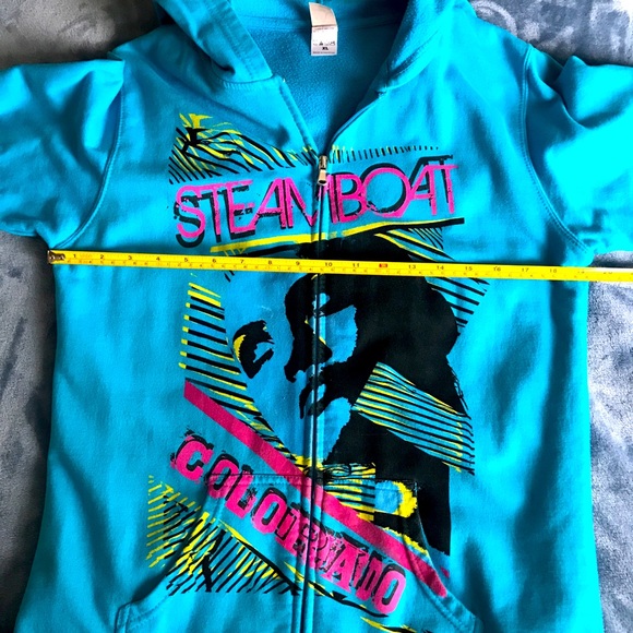 EUC Steamboat Springs Colorado Turquoise Full Zip Hoodie - Picture 6 of 10